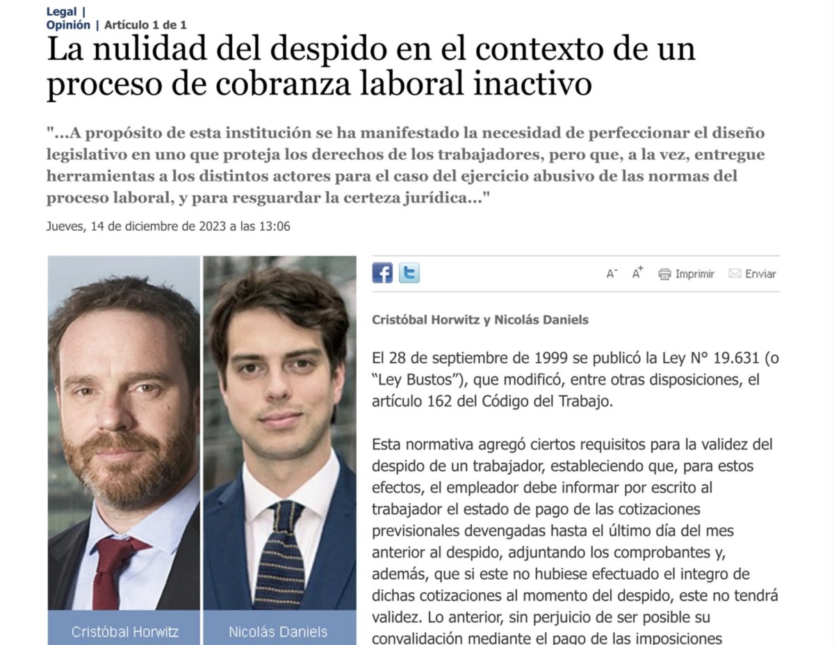 El Mercurio Legal La Nulidad Del Despido En El Contexto De Un Proceso